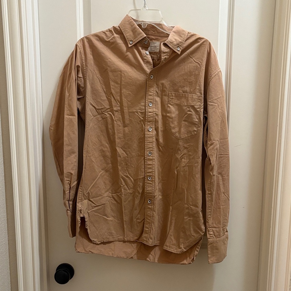 Men's Rag & Bone Tailored Workwear Tan Button-Up Shirt Size Large